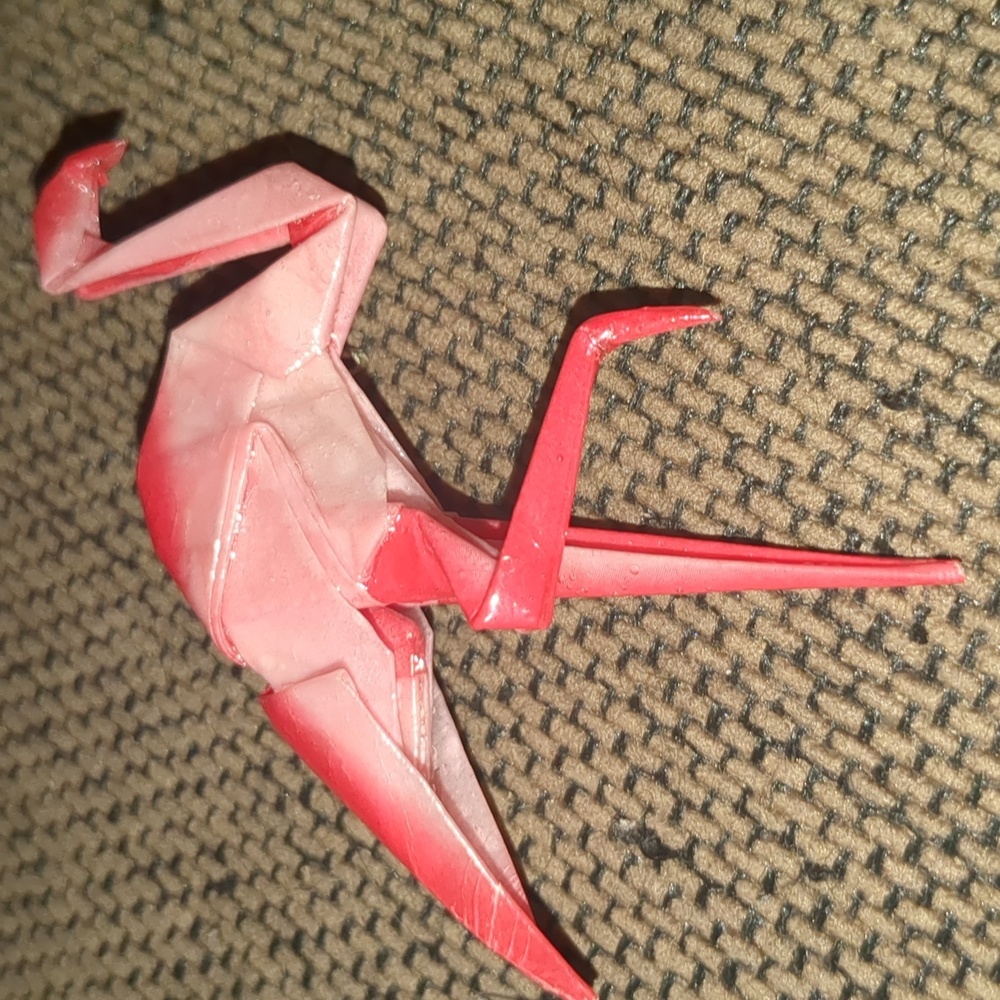 🦩Delicate Origami Flamingo Brooch